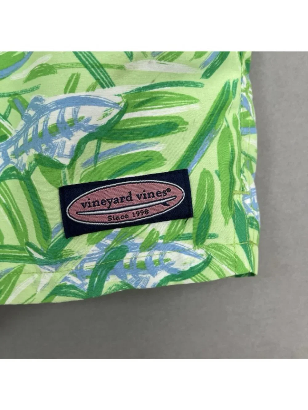 Vineyard Vines Green Fish Print Swim Trunks